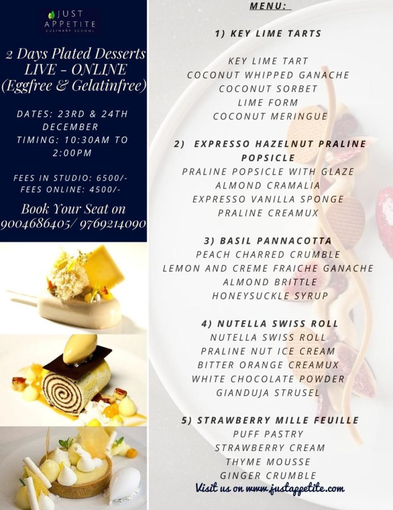 2-Days Plated Desserts (Live-Online) & In Studio