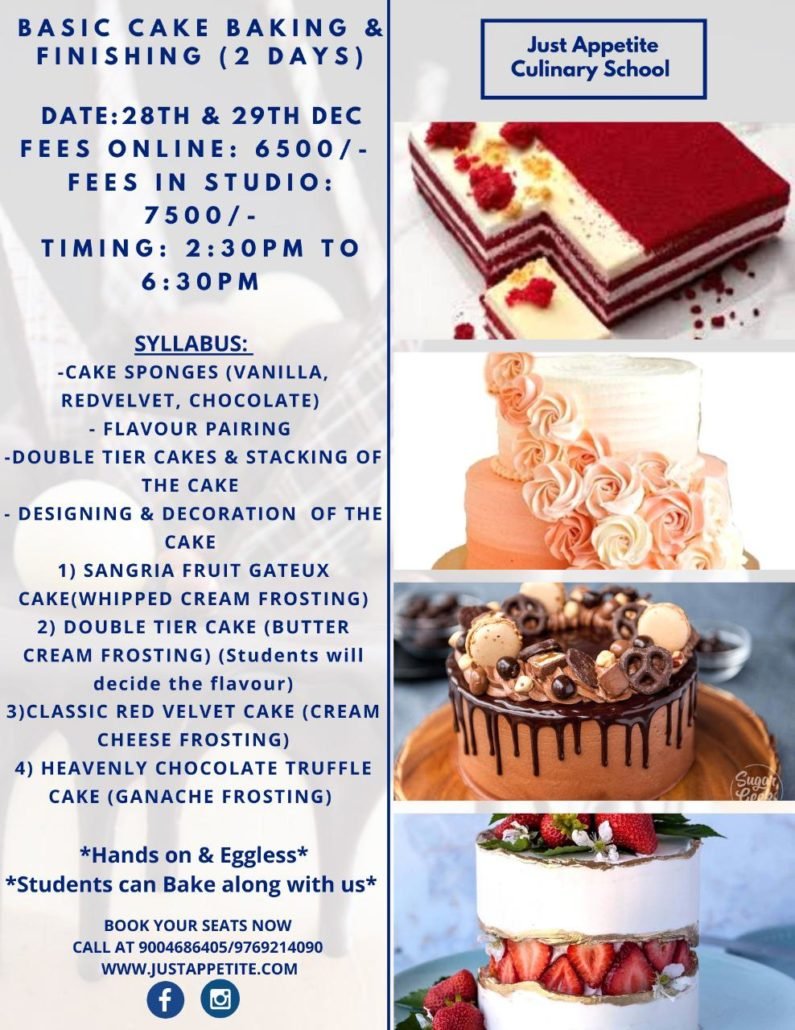 Basic Cake Baking & Finishing (Online & In-Studio)