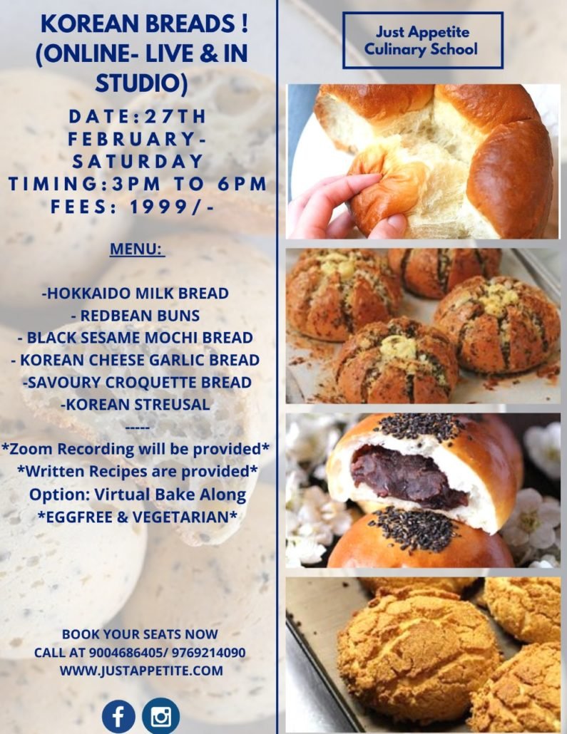 Korean Breads (Online-Live &In Studio)| JustAppetite