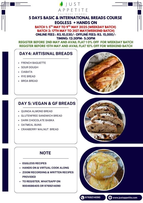 5 days Intensive International Breads - WEEKDAY BATCH - 5TH MAY AND WEEKEND BATCH- 17TH MAY - Image 2