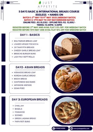 5 days Intensive International Breads - WEEKDAY BATCH - 5TH MAY AND WEEKEND BATCH- 17TH MAY