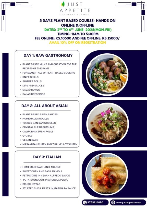 5 Days Plant Based Vegan Course - 2nd June 2025