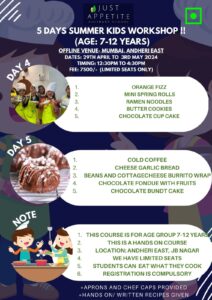 5 Days Kids Cooking & Baking Course(7-12 Years)