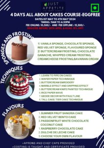4 days all about cakes course-eggfree