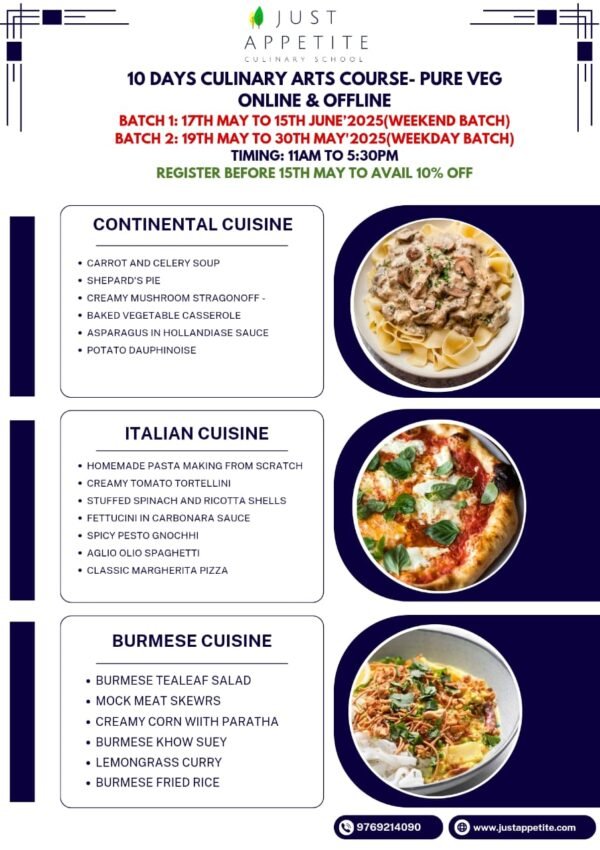 10 Days Intensive Culinary Arts Course- Pure Veg - Weekday Batch - 19th May - Weekend Batch - 17th May 2025 - Image 2