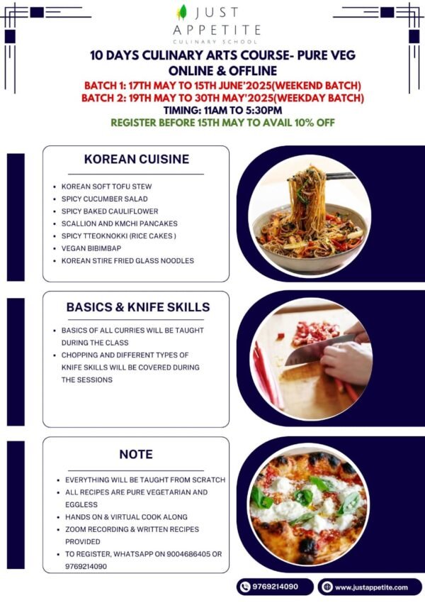 10 Days Intensive Culinary Arts Course- Pure Veg - Weekday Batch - 19th May - Weekend Batch - 17th May 2025 - Image 4