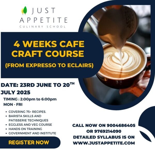 4 WEEKS COFFEE  CRAFT COURSE (FROM EXPRESSO TO  ECLAIRS)
