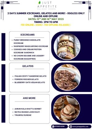 2 DAYS ICECREAMS AND MORE EGGLESS COURSE - 15TH AND 16TH MAY 2025