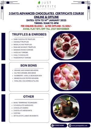 3 Days Advanced Chocolate Course-12TH TO 14TH JAN'25