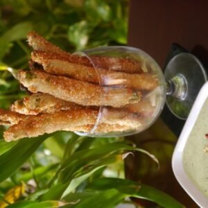 Greenbeans Fries with Bellpepper Dip