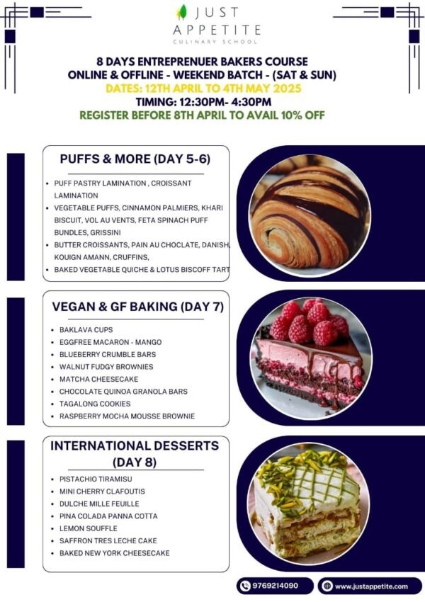 8 DAYS ENTREPRENEUR BAKERS COURSE -EGGFREE-WEEKEND BATCH - Image 2