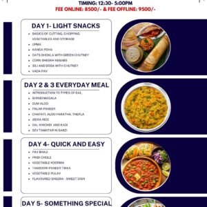 5 DAYS BASIC HOME  COOKING COURSE- PURE VEG AND EGGLESS