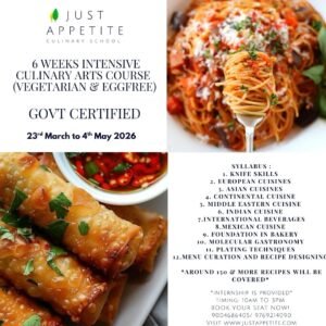 6 Weeks Intensive Culinary Art Programme- 23rd March to 4th May 2026