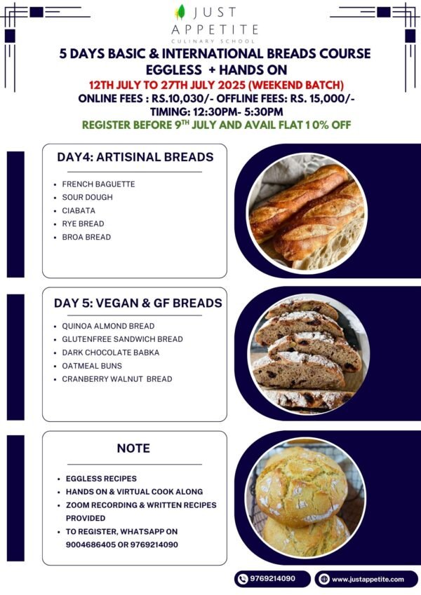 5 Days Basic and International Breads Course(Weekend Batch)-12th July - Image 2