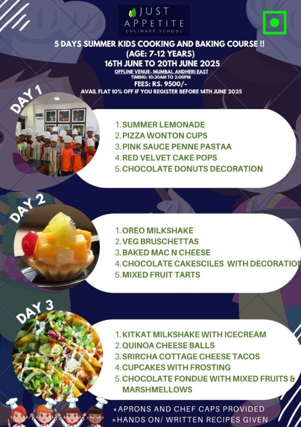 5 Days Summer Kids Cooking and Baking Course
