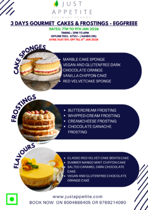 3 Days Gourmet Cake & Frostings - 7th to 9th JAN'26- Eggless only