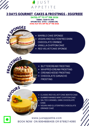 3 Days Gourmet Cake & Frostings -  9th to 11th FEB'26-10AM TO 2PM- Eggless only