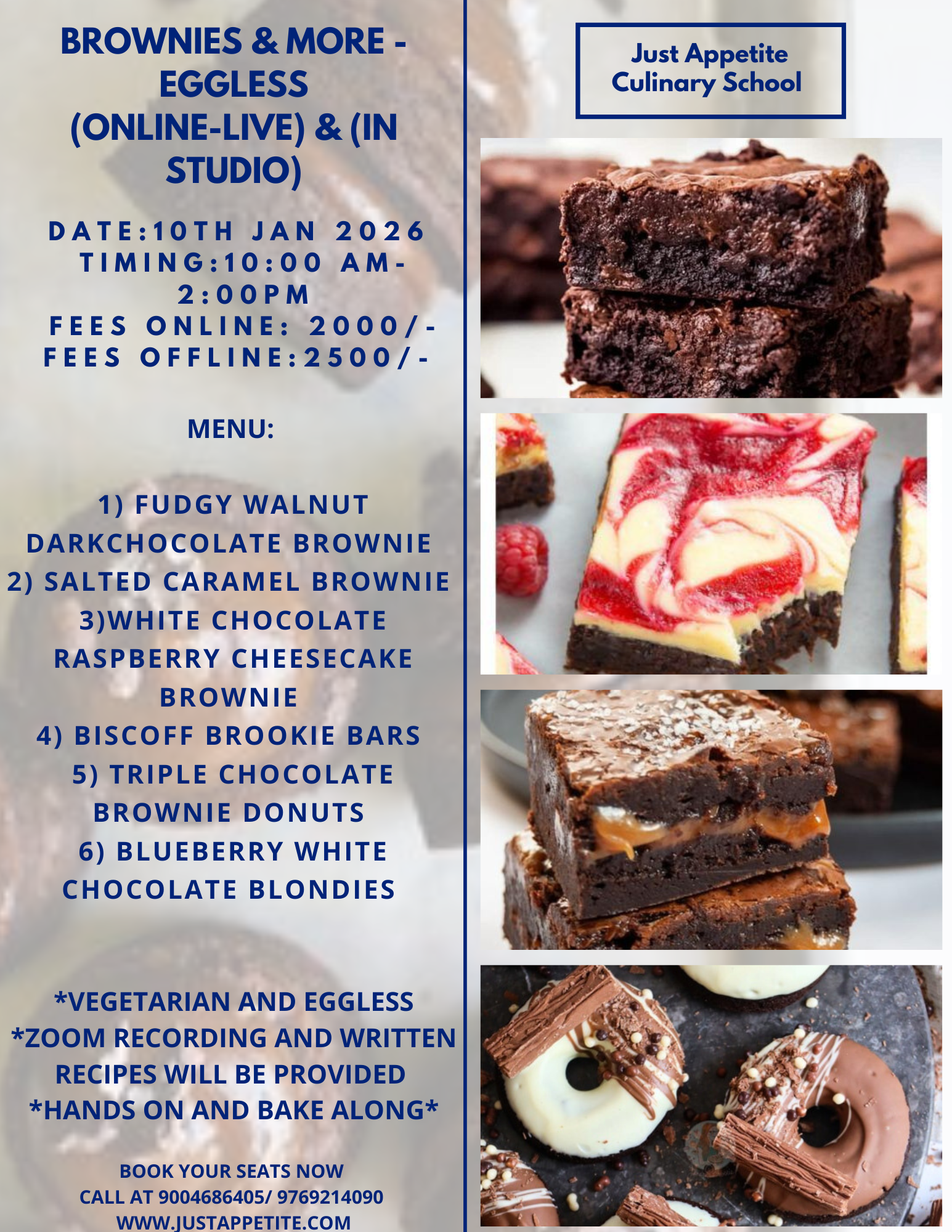 BROWNIES & MORE – EGGLESS- 10TH JAN -10 AM TO 2PM
