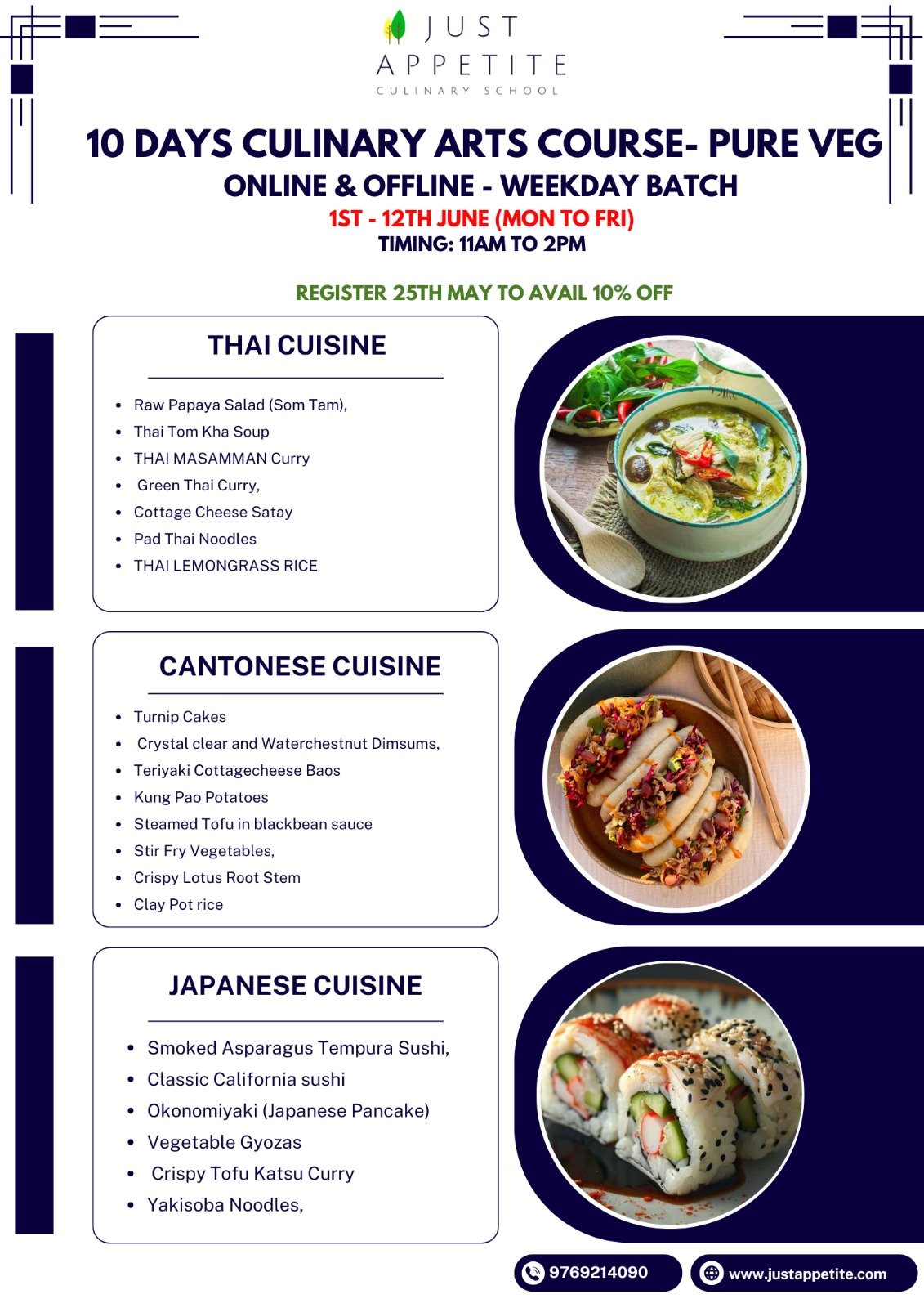 10 DAYS CULINARY ART COURSE - Weekday Batch - 1st to 12th June - Pure Veg - Image 2