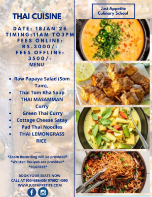 THAI CUISINE – 18TH JAN – 11AM to 3PM