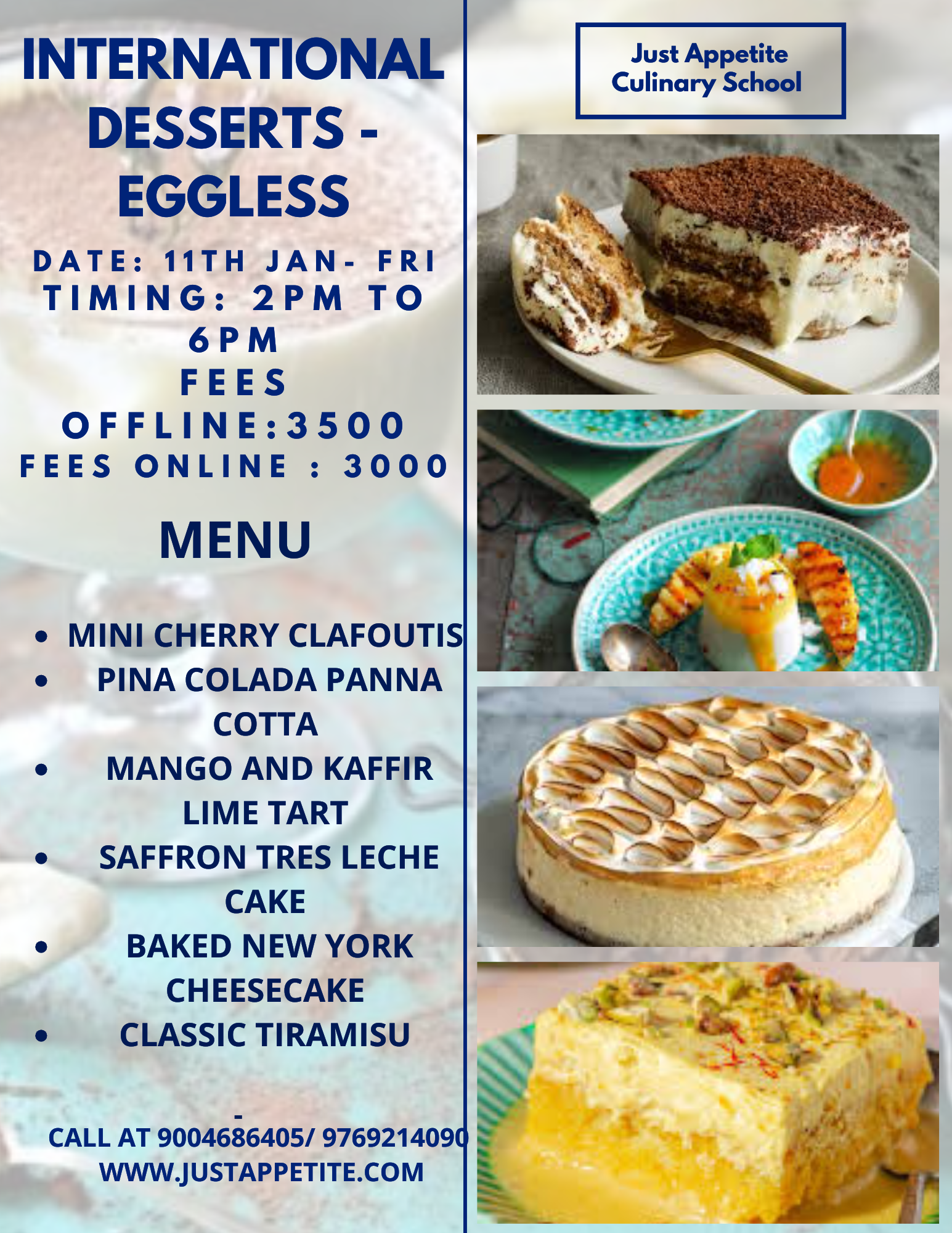 INTERNATIONAL DESSERTS – 11TH JAN- FRI – 2PM TO 6PM
