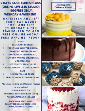 2 DAYS BASIC CAKES-WEEKDAY AND WEEKEND COURSE -2PM TO 6PM