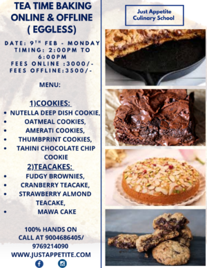 TEA TIME BAKING -9TH FEB -2PM TO 6PM