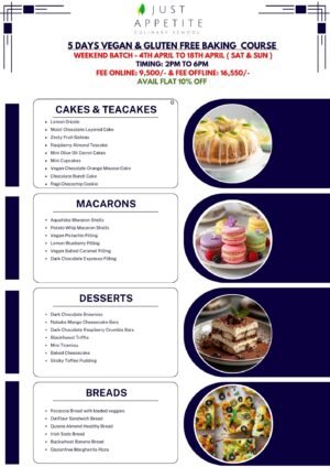 5 Days Vegan & Gluten free Baking  Course - WEEKEND BATCH - 4th April