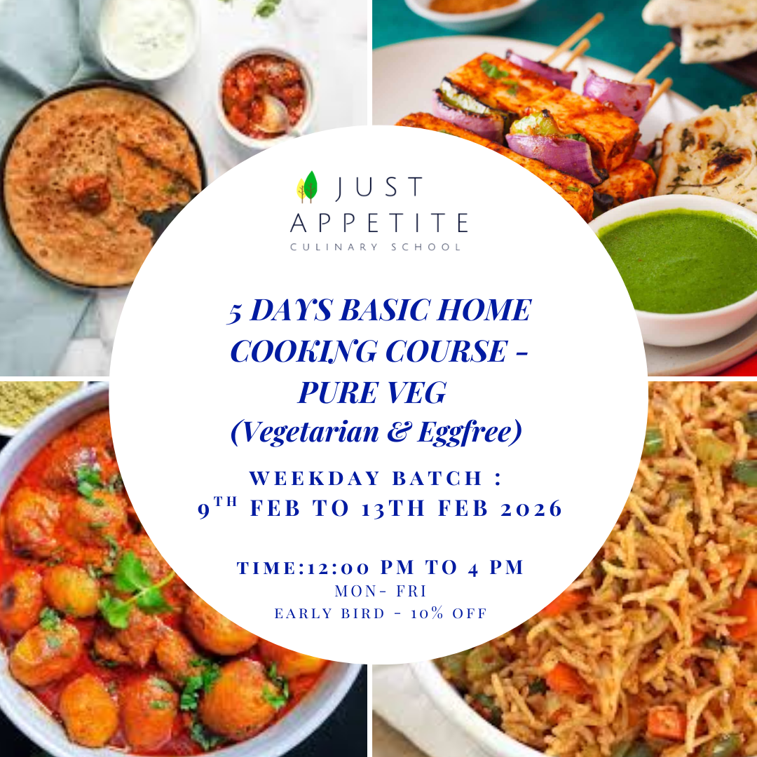 5 DAYS BASIC HOME COOKING COURSE – 9TH TO 13TH FEB- WEEKDAY BATCH