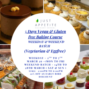 5 Days Vegan & Gluten free Baking  Course - WEEKDAY AND WEEKEND  - 2PM TO 6PM