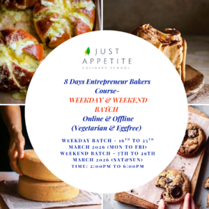 8 Days Entrepreneur Bakers Course- WEEKDAY & WEEKEND- BATCH 2PM T0 6PM