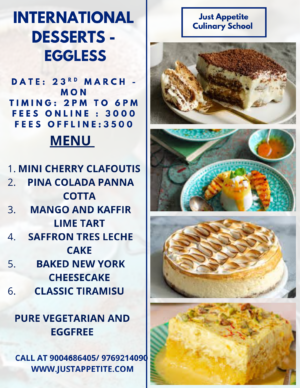 INTERNATIONAL DESSERTS - 23RD MARCH - 2PM TO 6PM