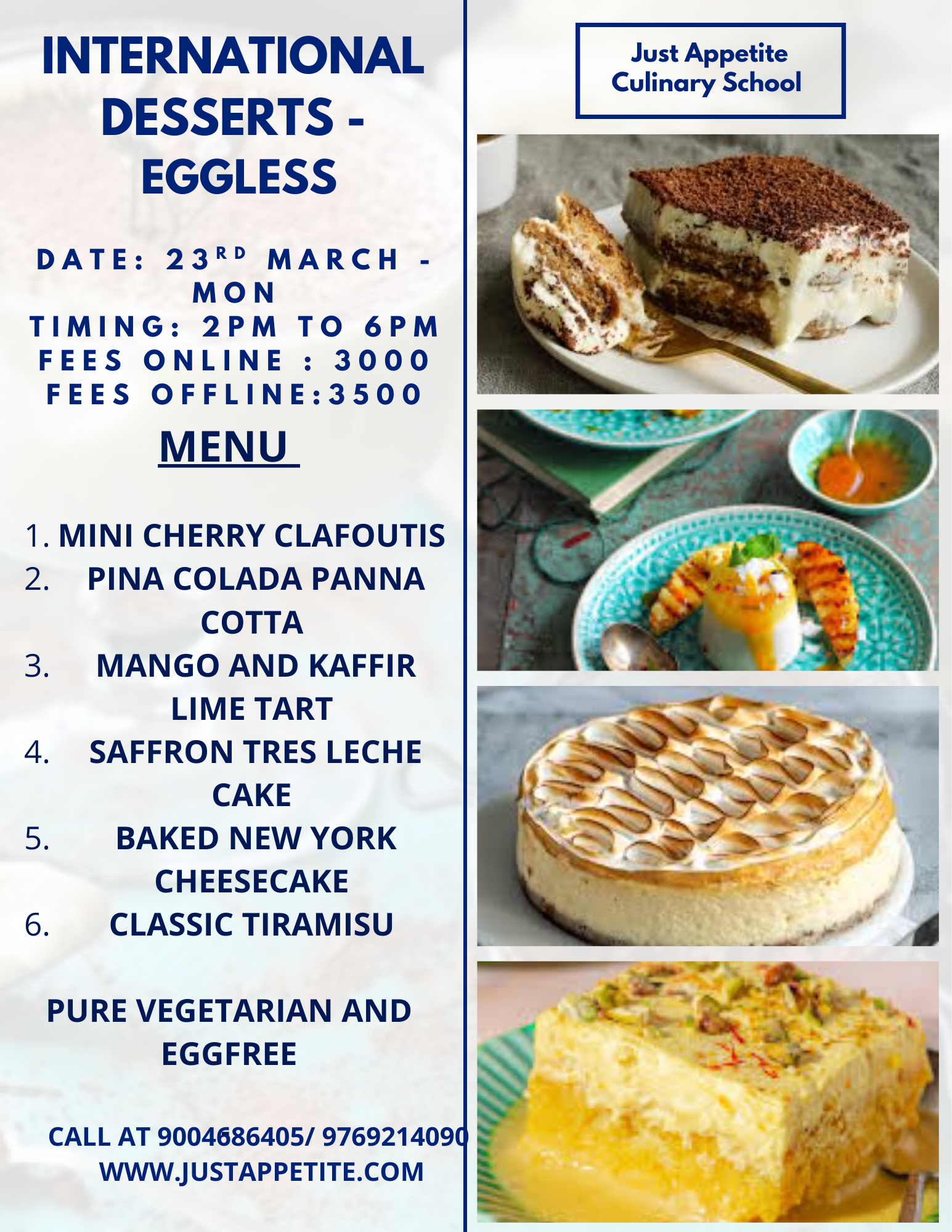 INTERNATIONAL DESSERTS - 23RD MARCH - 2PM TO 6PM