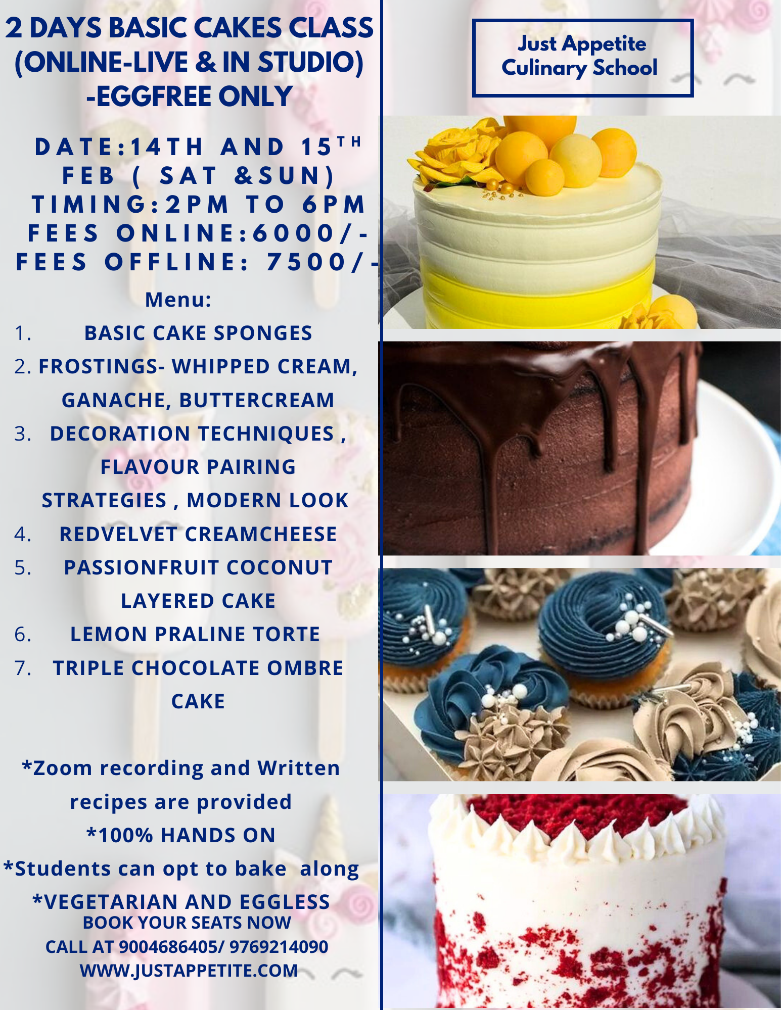 2 DAYS BASIC CAKE COURSE – 14TH AND 15TH FEB (SAT & SUN) – 2PM TO 6PM