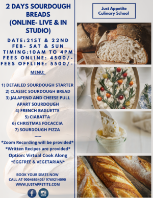 2 DAYS SOURDOUGH BREADS – 21ST AND 22ND FEB (SAT &SUN)-10AM TO 4PM