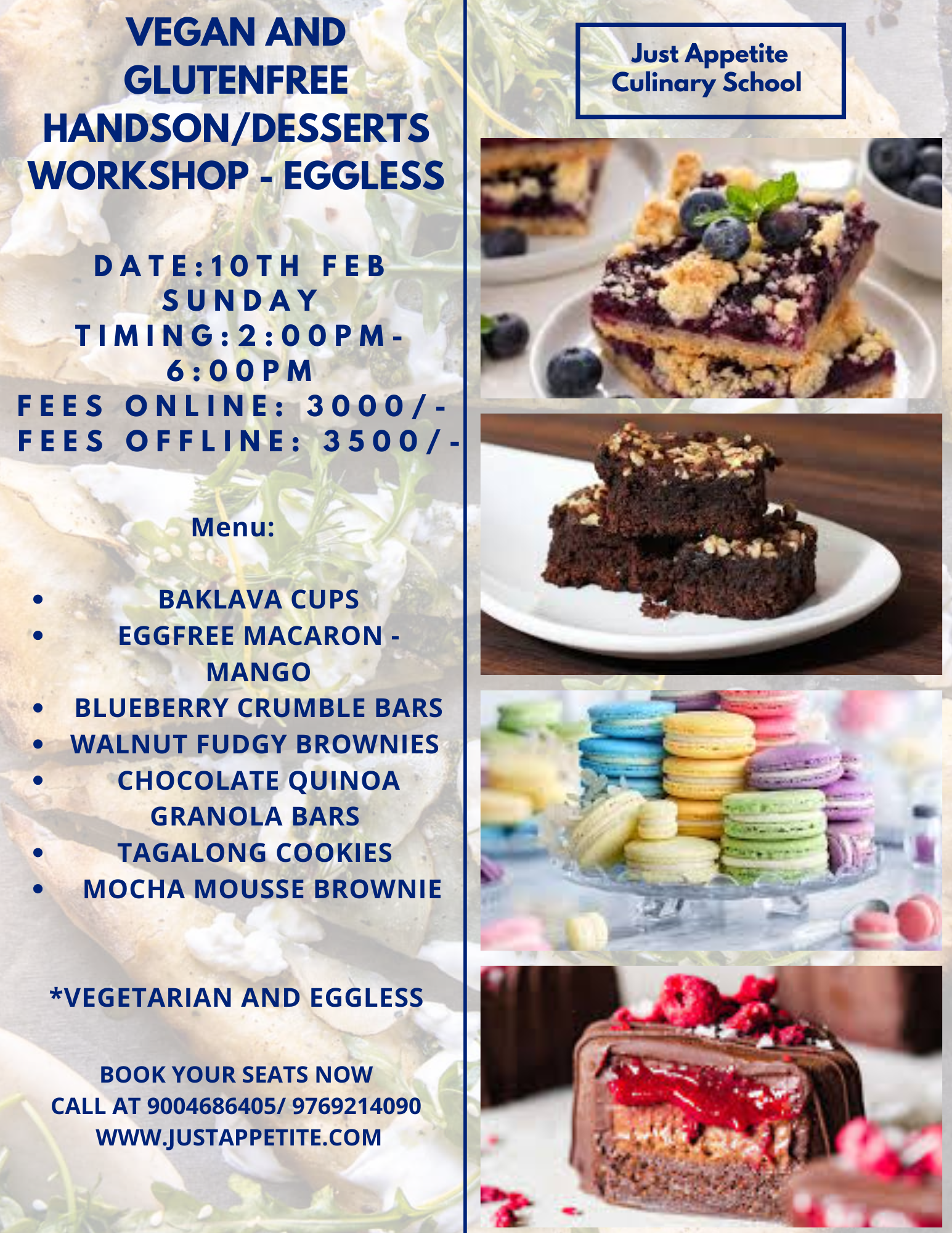 VEGAN AND GLUTENFREE DESSERTS – 10TH FEB – 2PM TO 6PM