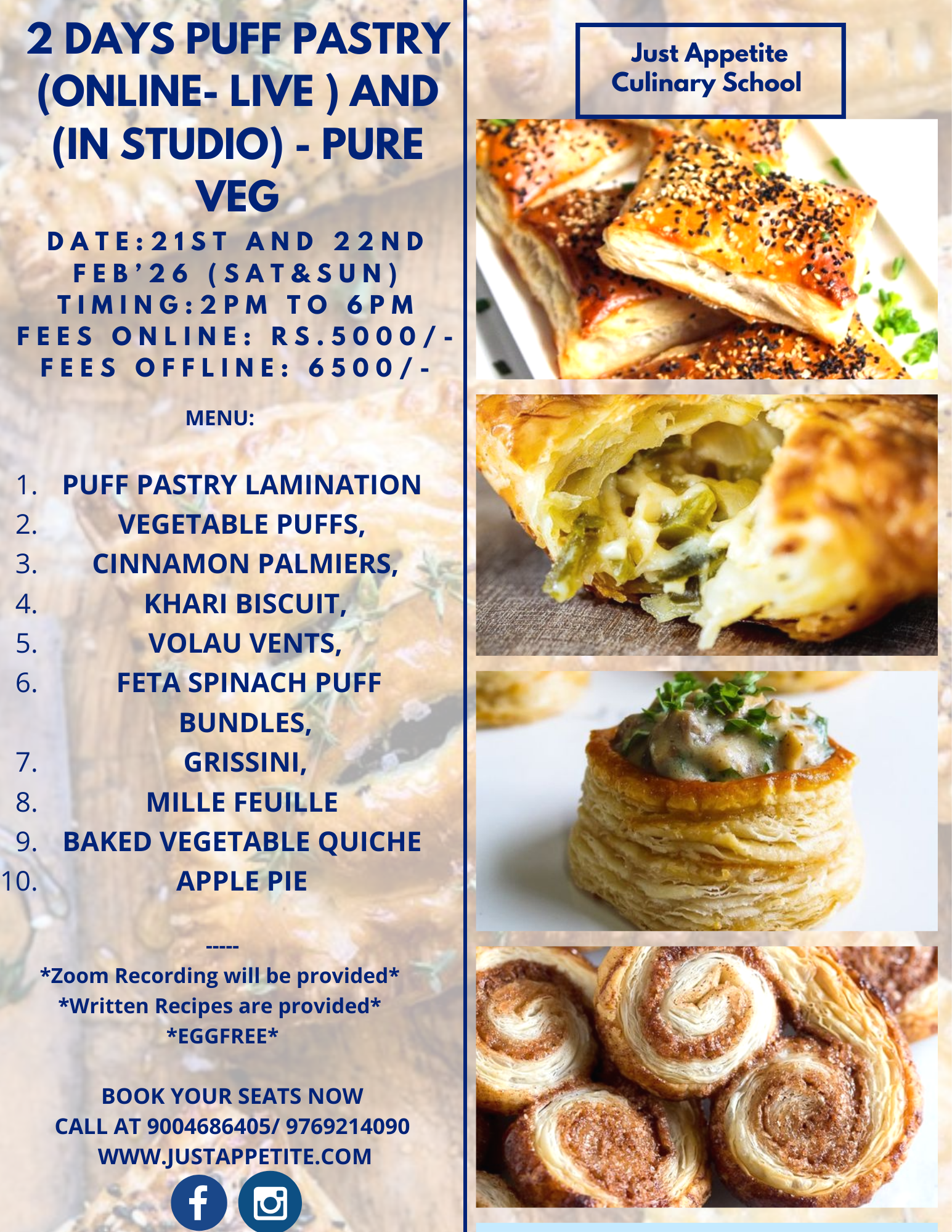 2 DAYS PUFF PASTRY-21ST AND 22ND FEB-2PM TO 6PM (SAT & SUN)