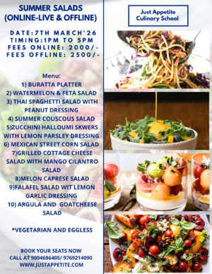 SUMMER SALADS WORKSHOP – 7TH MARCH – 1PM TO 5PM – SATURDAY