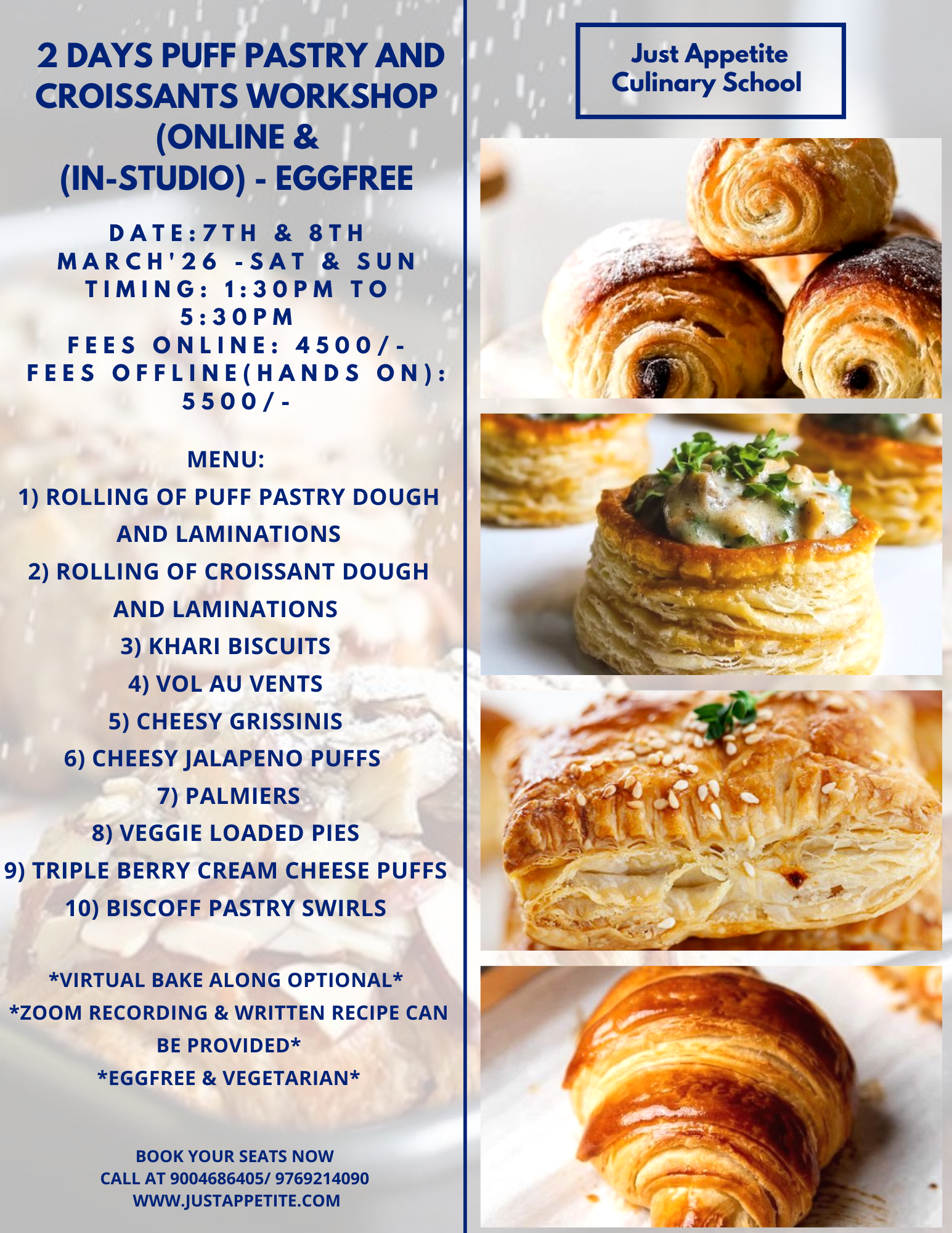 2 DAYS CROISSANTS & MORE WORKSHOP- 7TH & 8TH MARCH – 1:30 PM TO 5:30 PM – SAT & SUN