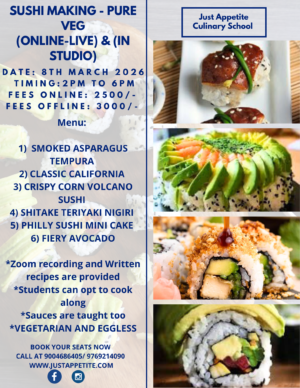 SUSHI WORKSHOP – 8TH MARCH – 2PM TO 6PM -SUNDAY