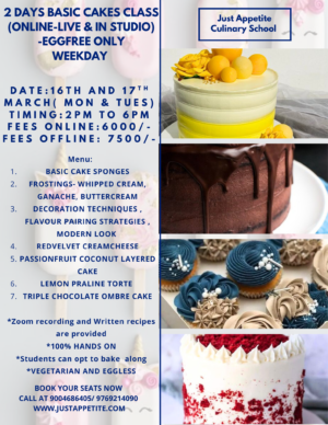 2 DAYS BASIC CAKE COURSE - 16TH AND 17TH MARCH  - 2PM TO 6PM