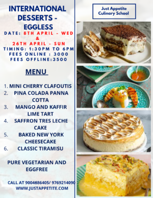 International Dessert - Eggless - Pure Veg - 8th April and 26th April