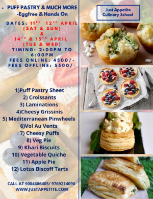2 Days Puff Pastry & Much More - Pure Veg - 11th-12th April and 14th-15th April