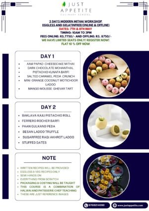 2 Days Modern Mithai Workshop 7th-8th May (Thu & Fri)