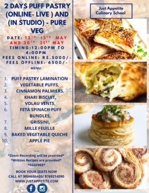 2 Days Puff Pastry 12th-13th May (Tue-Wed) & 30th-31st May (Sat-Sun)