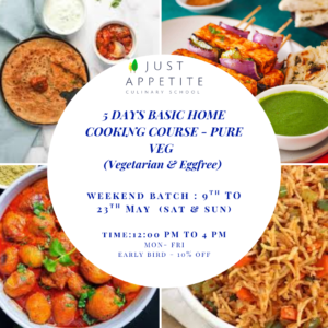 5 Days Basic Home Cooking Course 9th-23rd May (Sat-Sun)