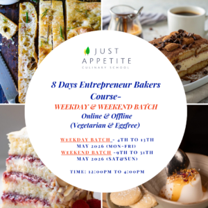 8 Days Entrepreneur Bakers Course Weekday Batch (4th-13th May) & Weekend Batch (9th-31st May)