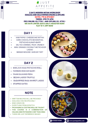 2 Days Modern Mithai Workshop 7th-8th May (Thu & Fri)