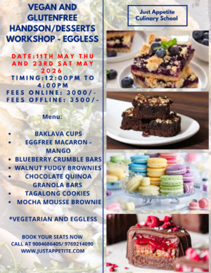 Vegan & Gluten Free Dessert Workshop 11th May (Monday) & 23rd May (Saturday)