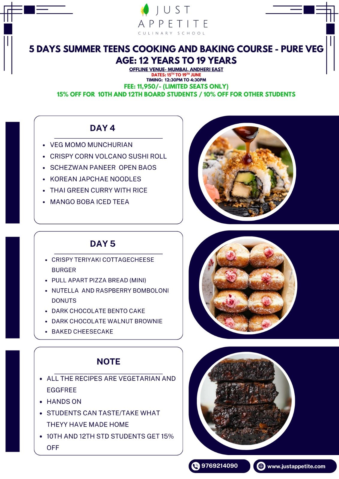 5 days Summer Teens Cooking and Baking Course-Pure Veg (15th to 19th June) - Image 3